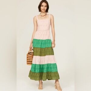 Slate & Willow Green & Pink Colorblock Maxi Dress 12